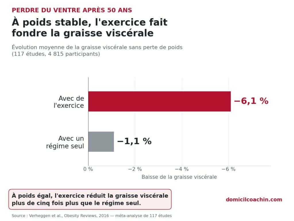 perdre du ventre après 50 ans : l'exercice réduit la graisse viscérale même sans perte de poids