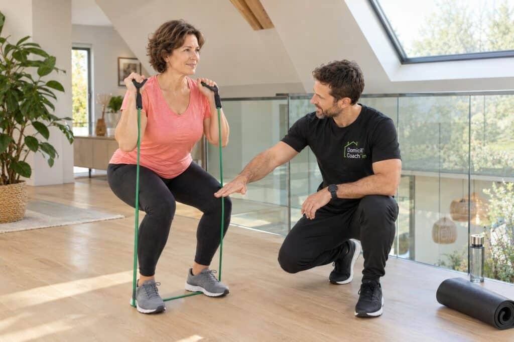 Coach sportif perte de poids : renforcement musculaire avec élastique